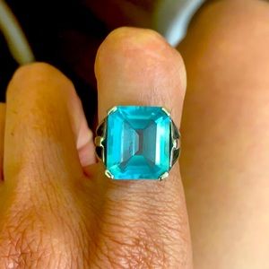 Sterling silver blue topaz ring